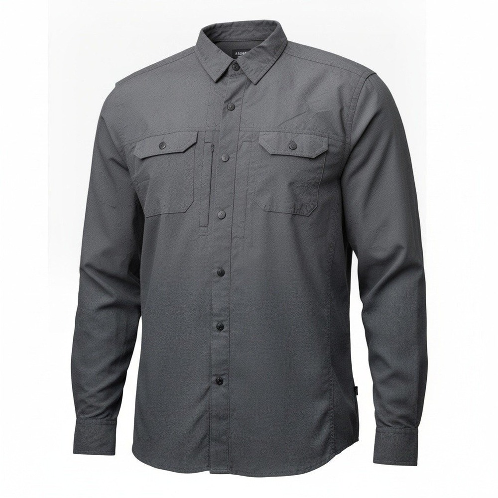 KUHL Button Down Shirt Mens L Large Gray Long Sleeve Ventilated Hiking Pockets